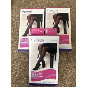 SIGVARIS Women’s Style Soft Opaque 840 Closed Toe Pantyhose 15-20mmHg Black NEW